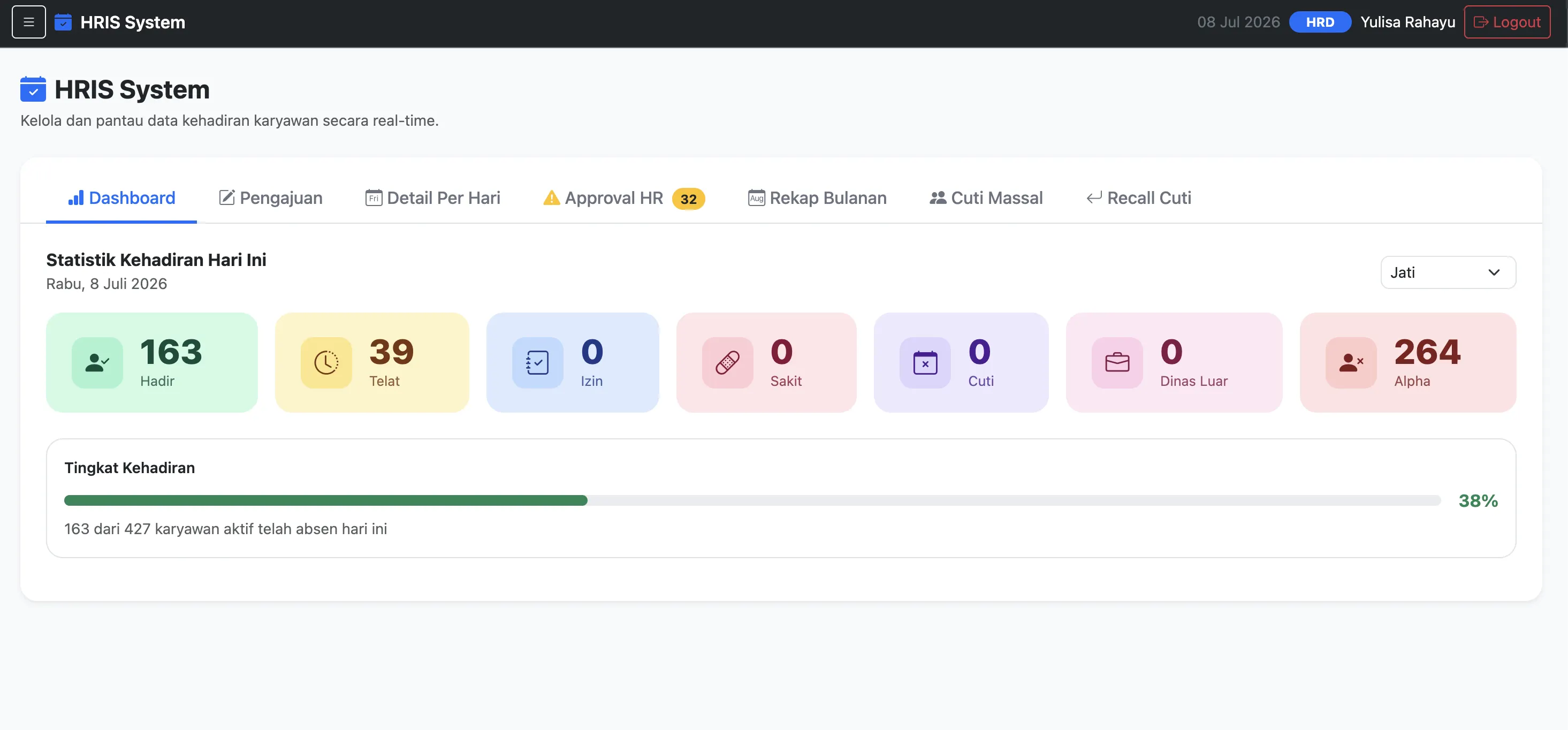 Screenshot HRIS